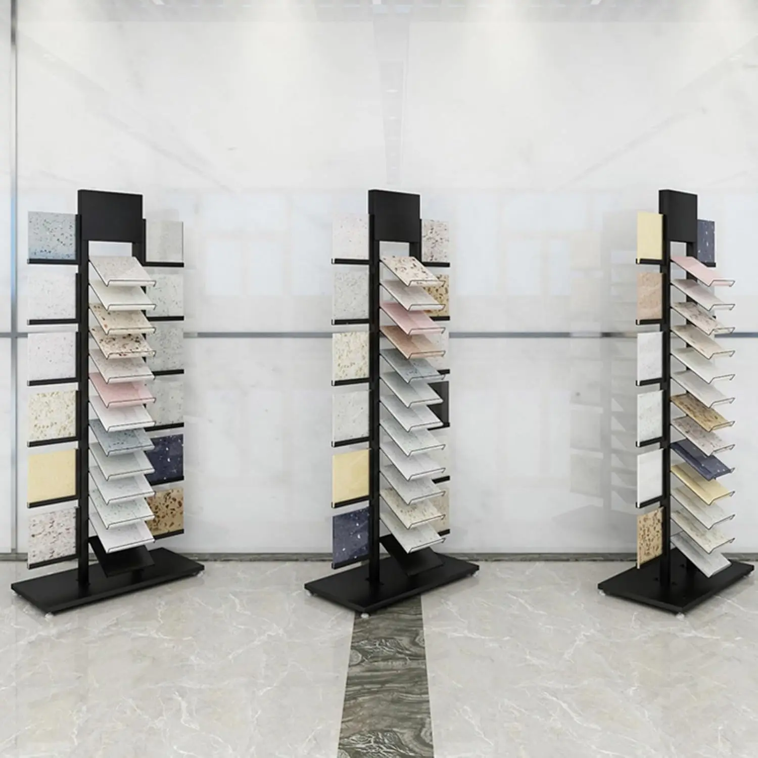 13-Layer Tiles Sample Organizer Rack, Floor Standing Ceramic Tile Display Stand Shelf For Exhibition Halls Store