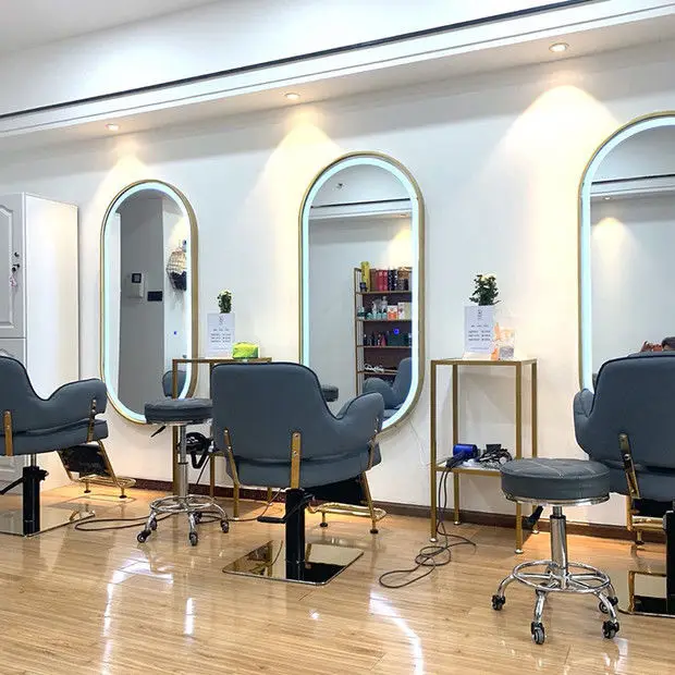 Large Size Floor Mirrors Aluminum Frame Wall Mounted Led Illuminated Hair Salon Mirror With Light
