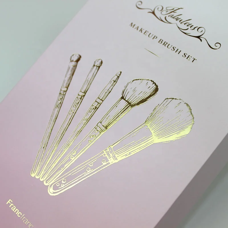 Costumized Luxury Rigid Sliding Cardboard Paper Slider Package Pink Gift Box With Pull Out Drawer For Makeup Brush Set