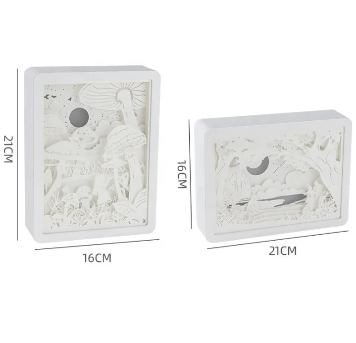 3D Светодиодная подсветка Подарочная коробка настольная лампа бумажный лайтбокс «сделай сам» 5 или 7 слоев резной бумаги белая цветная идея для нового продукта 2022