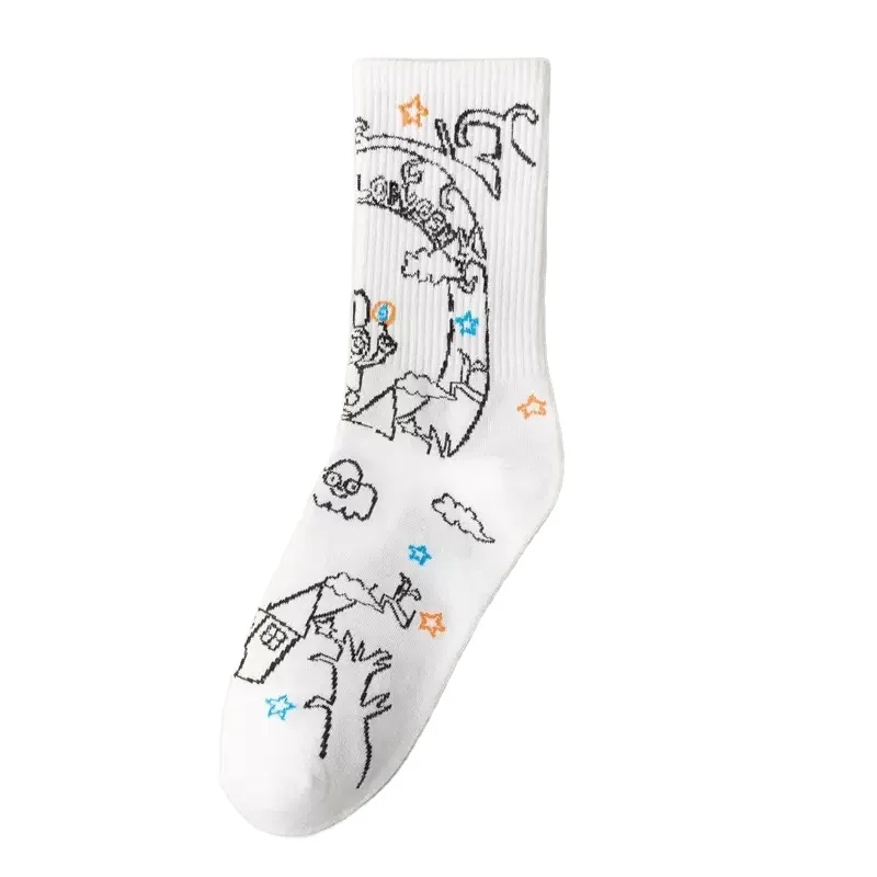 wholesale custom design children cute kids socks cotton white girl school teen boy socks jacquard kids crew sock