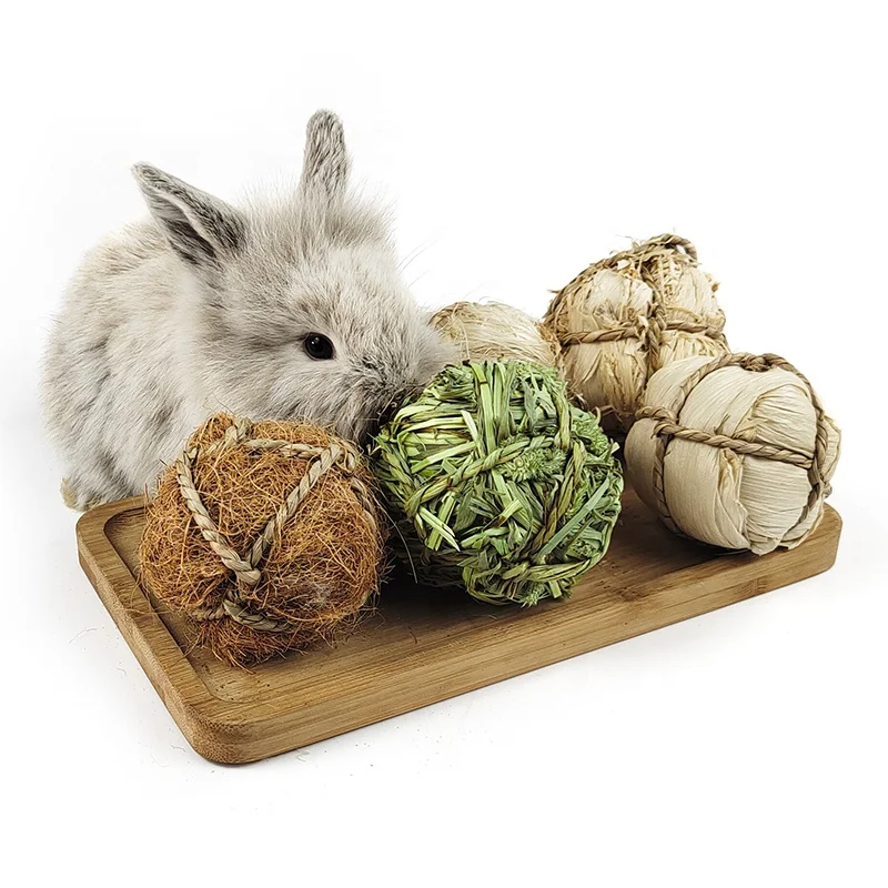 5Pcs Rabbit Chew Toys for Treat and TeethNatural Grass Willow Balls for Bunny, Rabbit, Hamster, Guinea Pig Pet Supplies.
