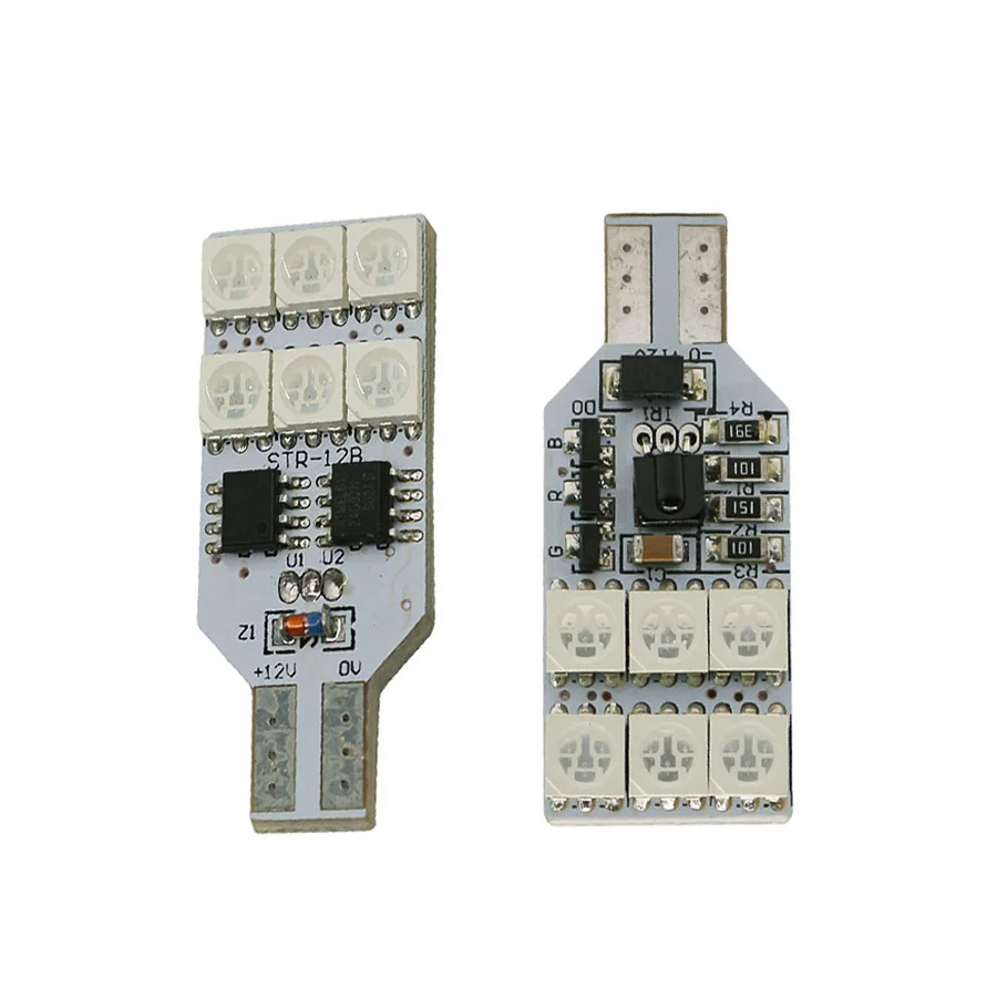12V RGB W5W T10 5050 12SMD Led Lamp Bulbs Auto Dome Reading lights Indicator Door Light Dashboard Lights with Remote Controller