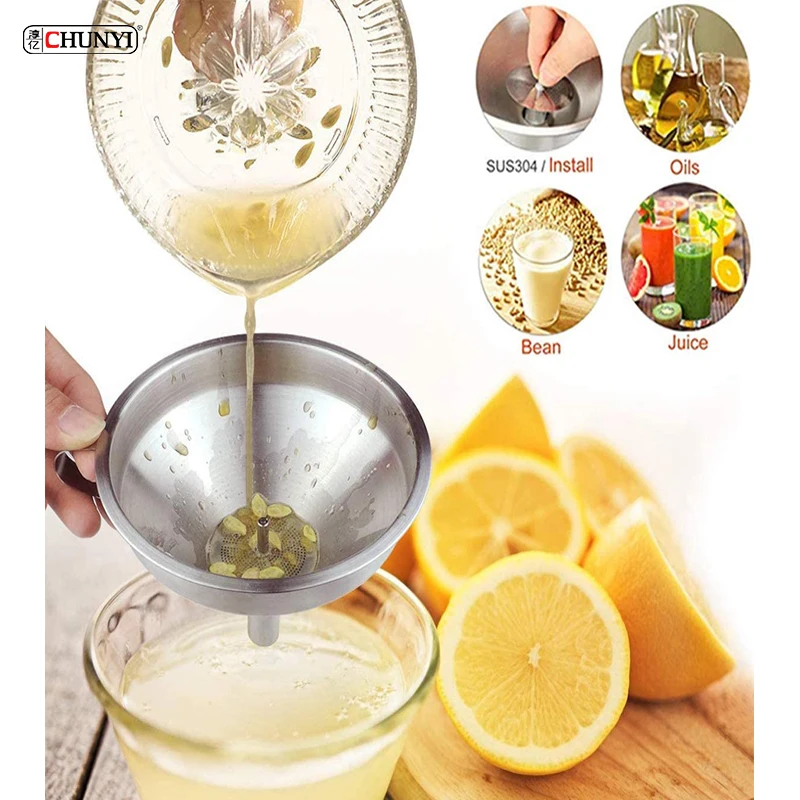 Large Metal Kitchen Oil Funnel Separating Funnel Stainless Steel Funnel With Filter