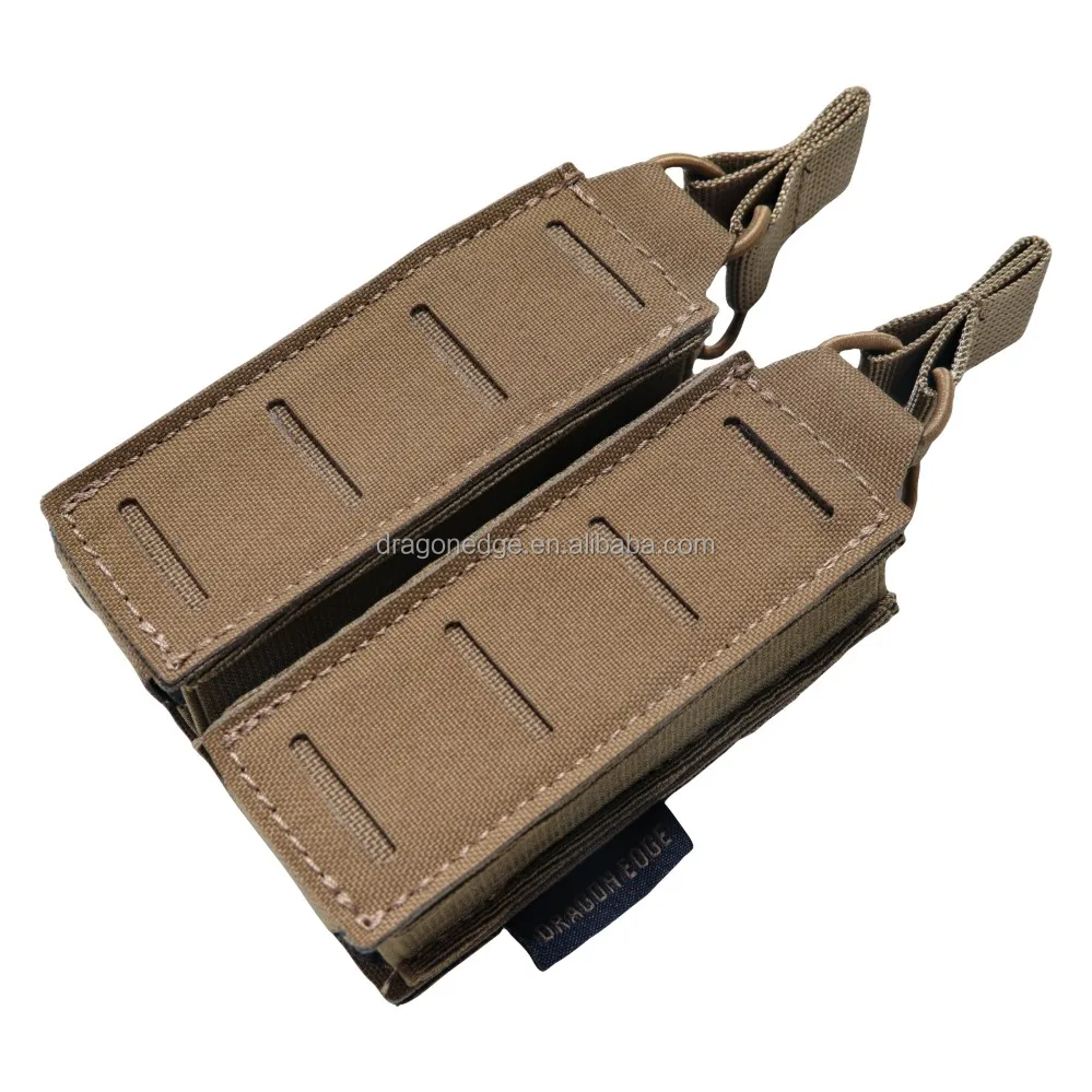 SPARK TAC Tactical Laser Cut Wholesale molle pouches Camouflage Tactical equipment Double Magazine Pouch,Coyote Brown