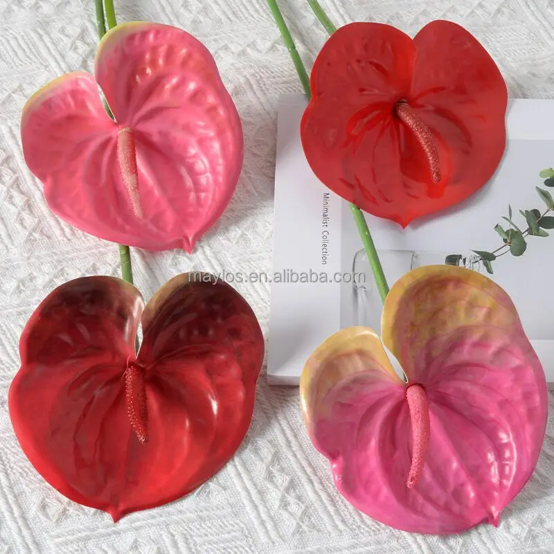 Maylos высококачественные Искусственные цветы антуриум стебель Настоящее прикосновение Декор растение 3D печать