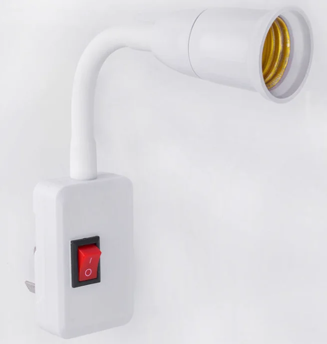 Plug-in LED Nightlight E27 with Switch Universal Cap and Bulb Changeover Holder Table Lamps Gold Glass DC Industrial Modem ABS