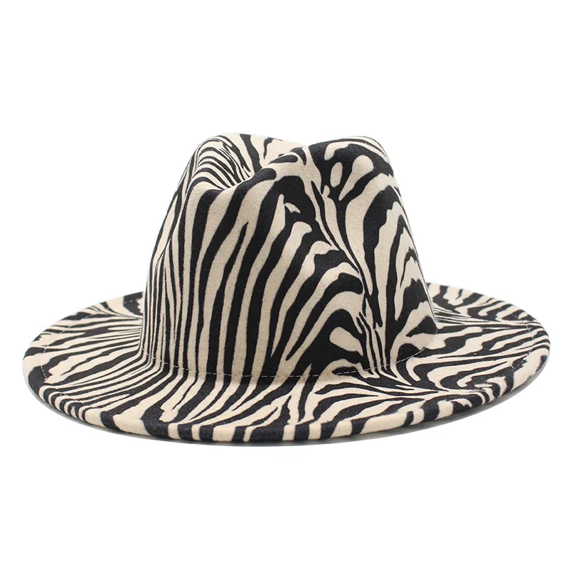 2020 New Fashion Zebra Pattern Fedora Hat Men And Women Couple Wide Brim Jazz Hats