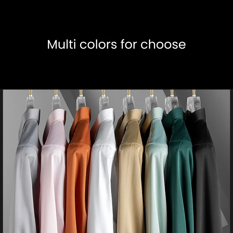 Office Men Pour Hommes Tshirts Ice Silk Dress Shirt Essential Polyester Tee-Shirt Quality Linen Non Iron Shirts For Men