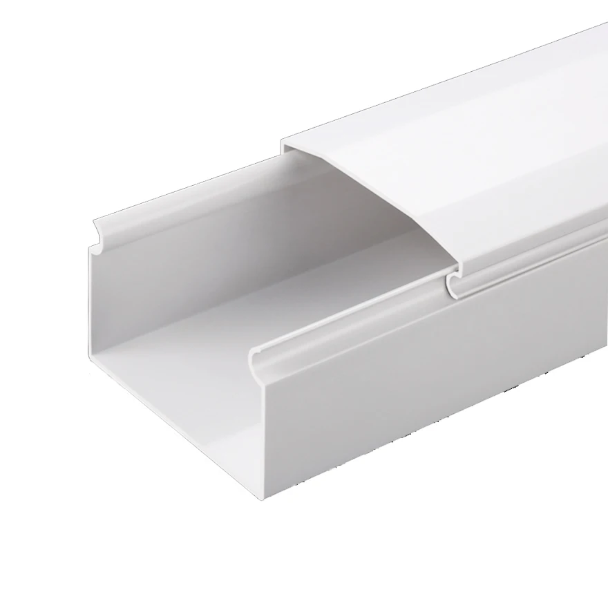 White Flame Retardant Security Protection Wire Duct 100*50mm 100*80mm 120*80mm Pvc Plastic Cable Trunking