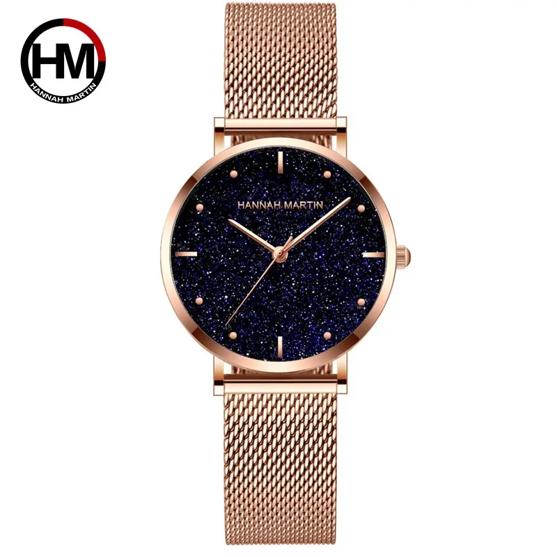 Sahara Desert Dial New Design Hannah Martin MS36 Japan Quartz Wristwatch Stainless Steel Rose Gold Waterproof Watch for Women