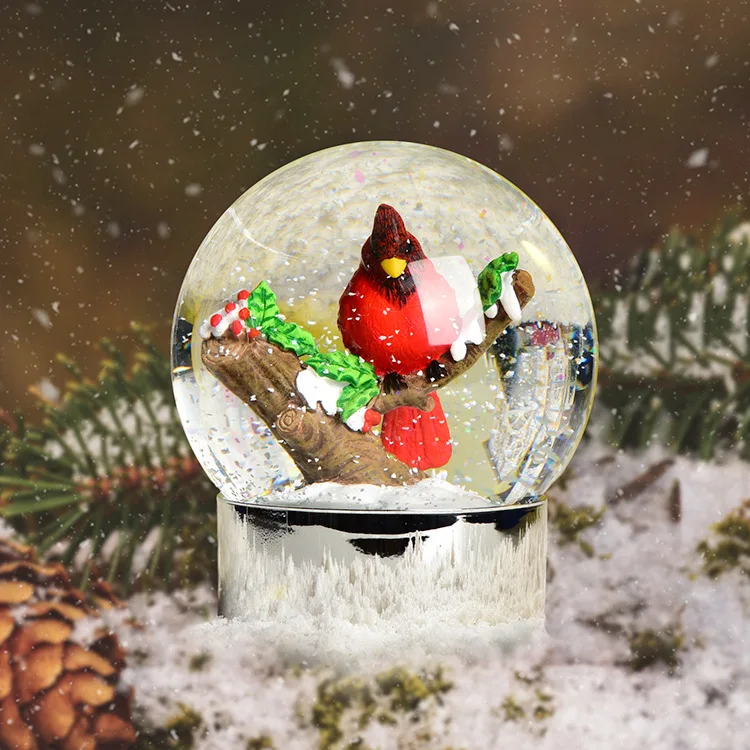 Customized resin craft, base crystal ball, interior rotating scenery, hand-painted snow globe decoration ornament.