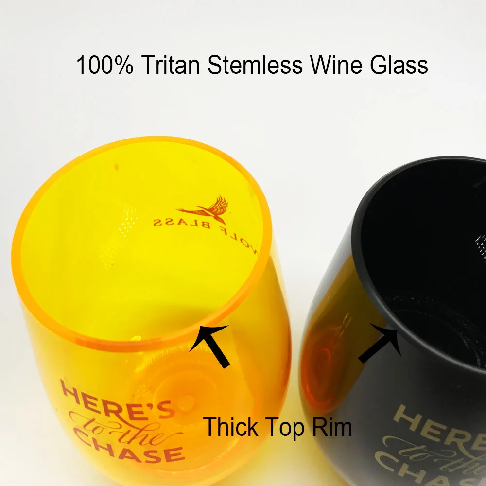 Amazon Hot Sale 16oz PS Plastic 100% Tritan stemless wine glasses Cocktail glasses champagne cocktail Many Colors For Wedding