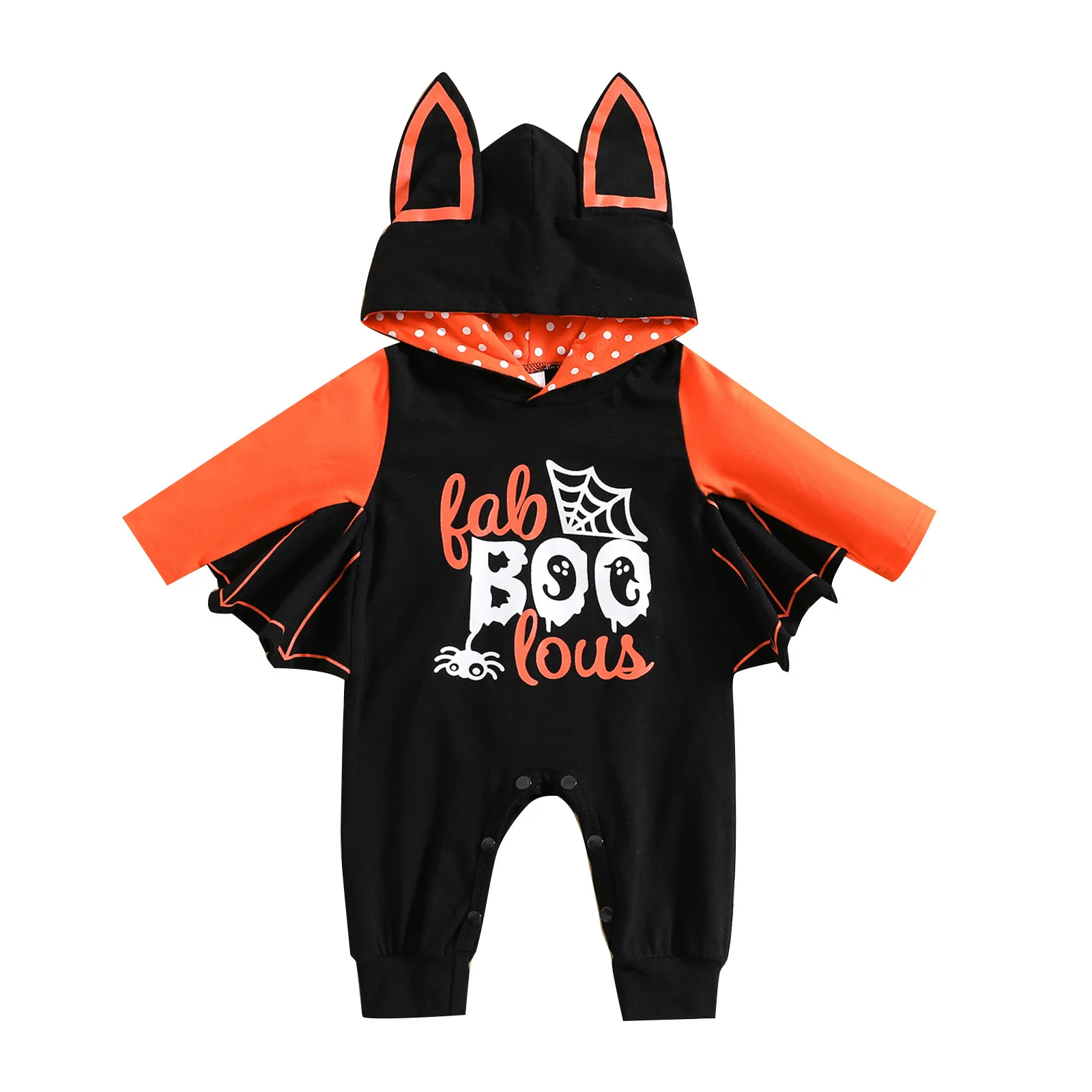 LZH New 2022 Halloween Pumpkin Romper Baby Autumn Jumpsuit Cute Bat Shape Long Sleeve Jumpsuit Baby Romper