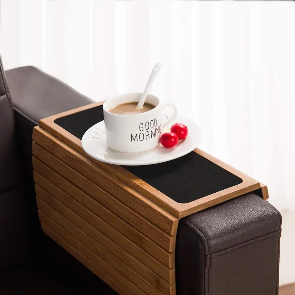 Wooden Bamboo Portable and foldable roll up sofa arm tray table Tray Table for Sofa