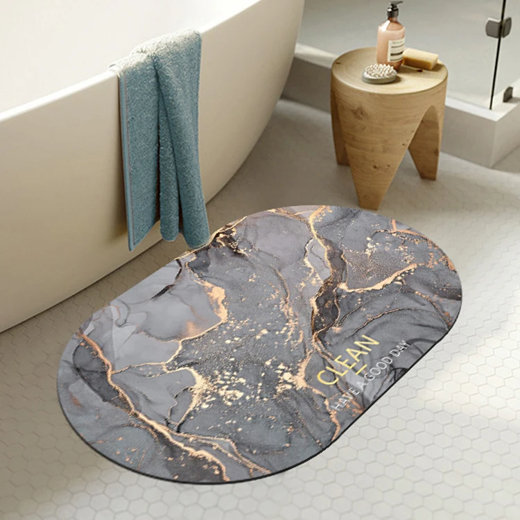 Soft Comfy Mould Resistant Absorbing Non-Slip Toilet Floor Foot Pvc Designer Diatom Mud Bath Mats Bathroom Mat Shower Mat Set