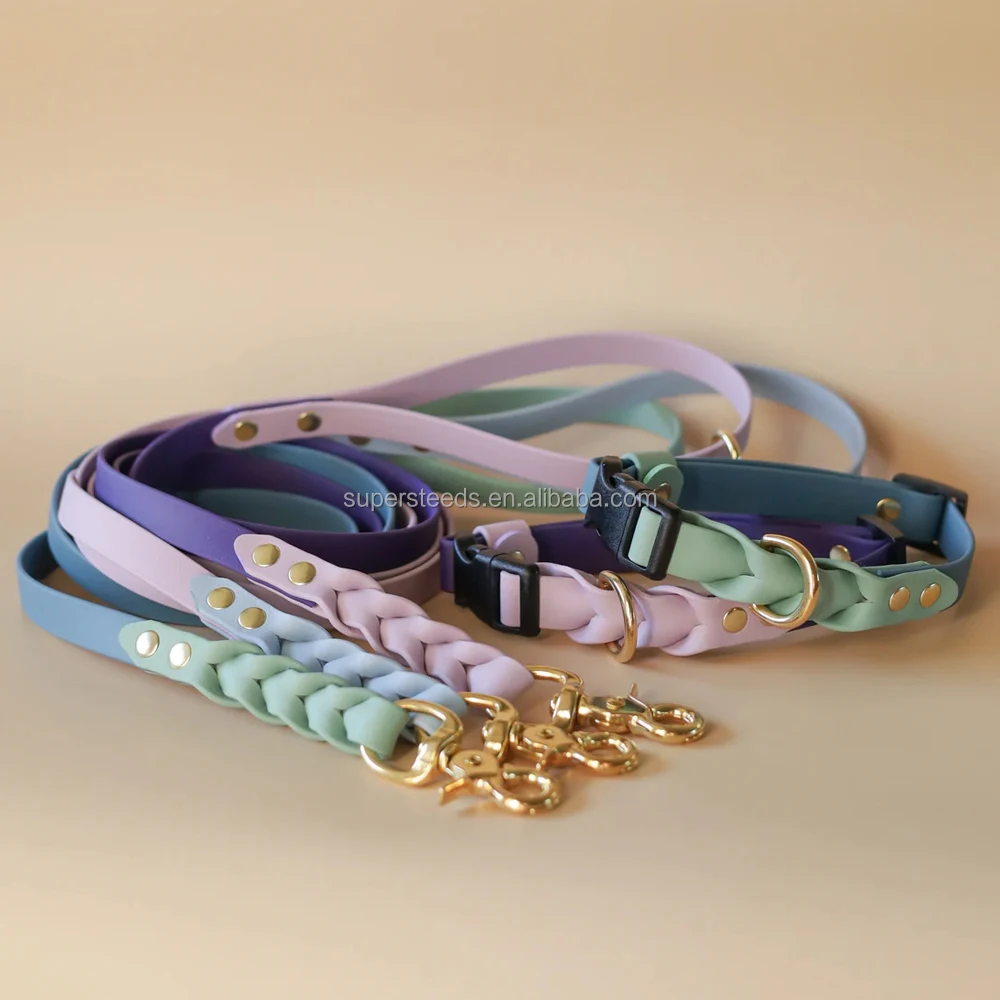 Polyester core coated in a protective polymer PVC Braided adjustable dog collars with side release buckle