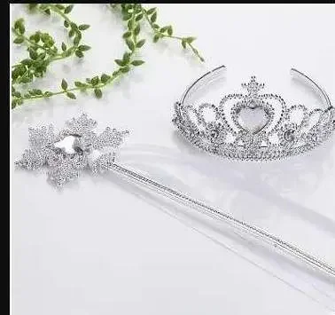 Girls princess cosplay accessories Golden crown+magic stick wand Kids Tiara