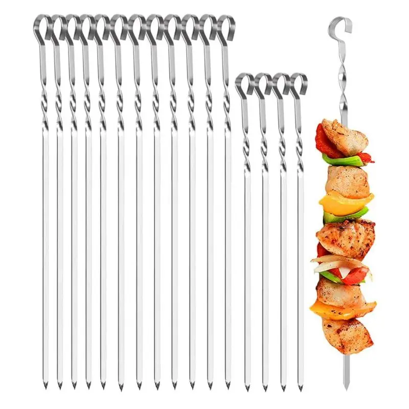 Набор из нержавеющей стали для барбекю, шашлык, 6/8/10, 13 дюймов, многоразовая металлическая посуда