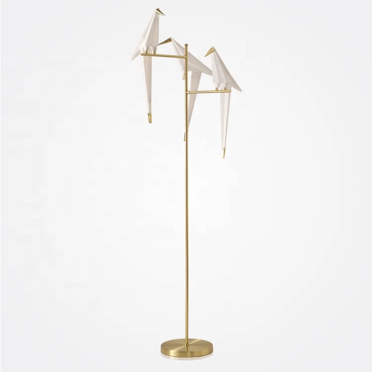 Modern decorative famous design bird led floor lamp golden for hotel living room