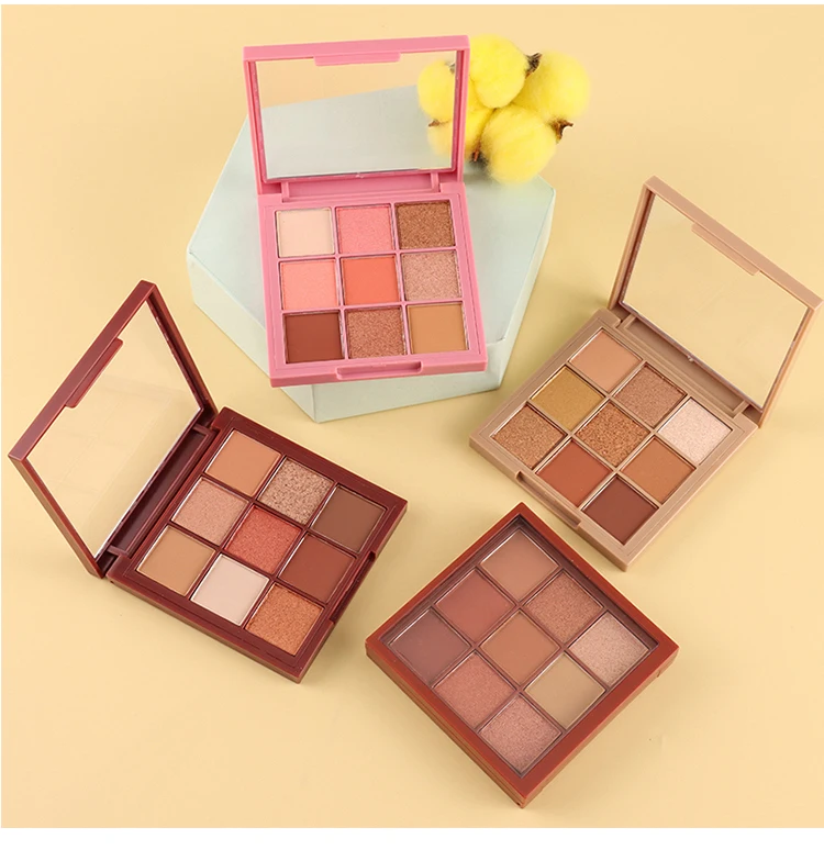 Wholesale Shimmer Shiny Makeup Eyeshadow Palette Vegan 9 Colors Glitter High Pigmented Eye Shadow Private Label