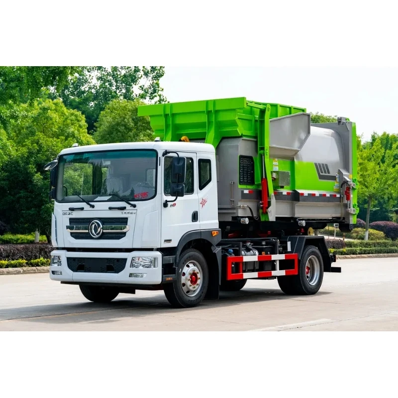 12 cubic meter mobile compression garbage station equipped with Dongfeng hook arm garbage truck