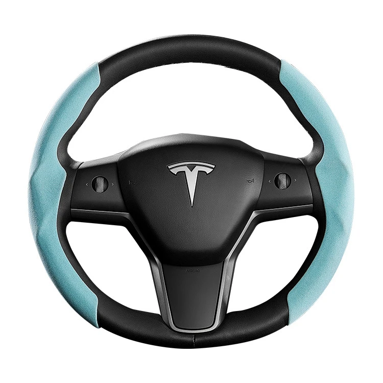 Teslamodel3 Y snap-on steering wheel cover leather steering wheel cover