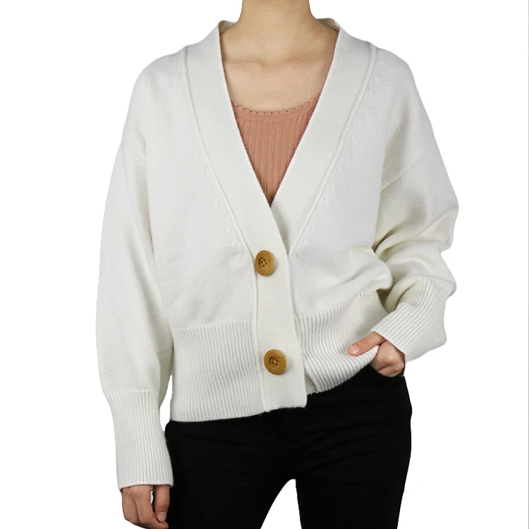 OEM/ODM custom new design hot sale cashmere coats women winter white cardigans button sweater for girls