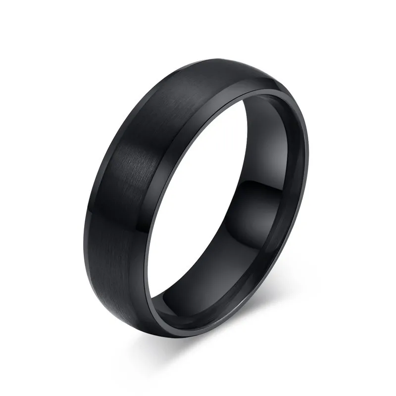 Fashion Jewellery Men Gold Black Blue Silver Brushed Finish Stainless Steel 6mm Minimalist  Rings