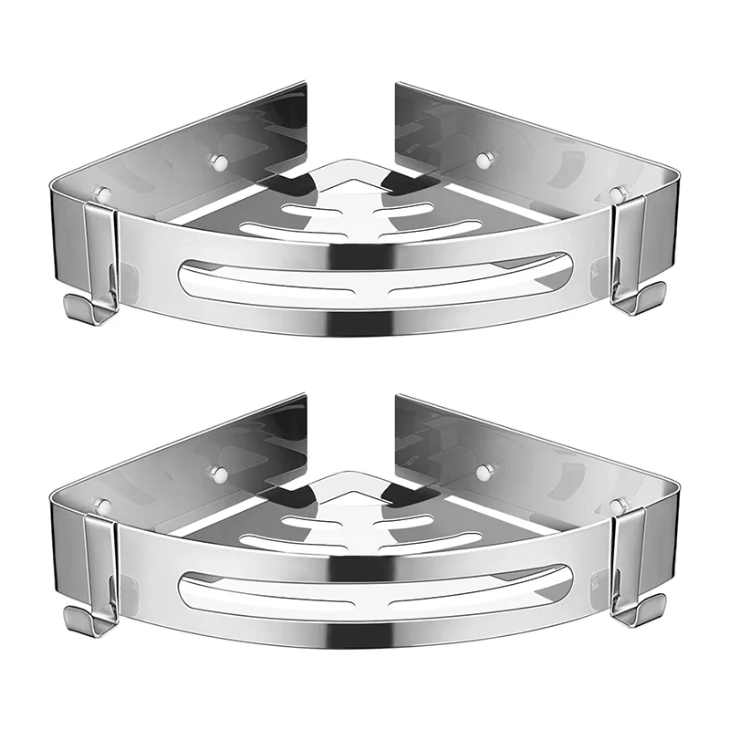 Угловая полка для ванной комнаты из нержавеющей стали настенная без сверления угловая