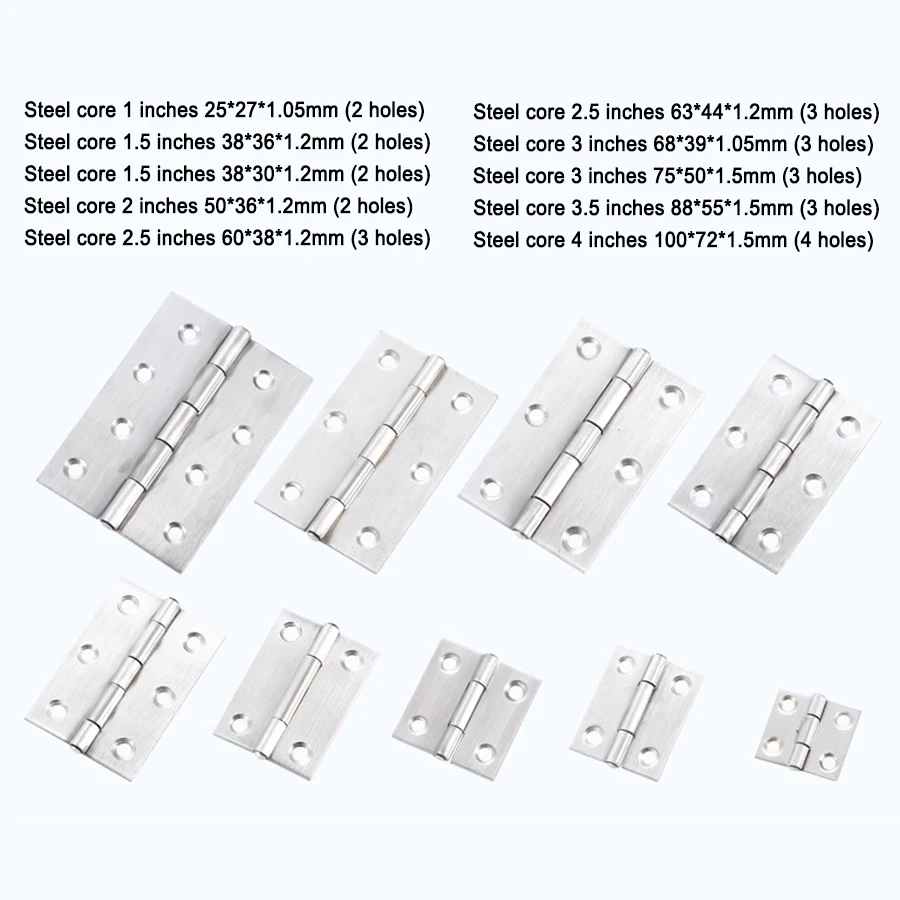 Small Series Door Hinge 1 1.5 2 2.5 3 3.5 4 Inch Mini Flat 304 Stainless Steel Door Hinges for Boxes and Window