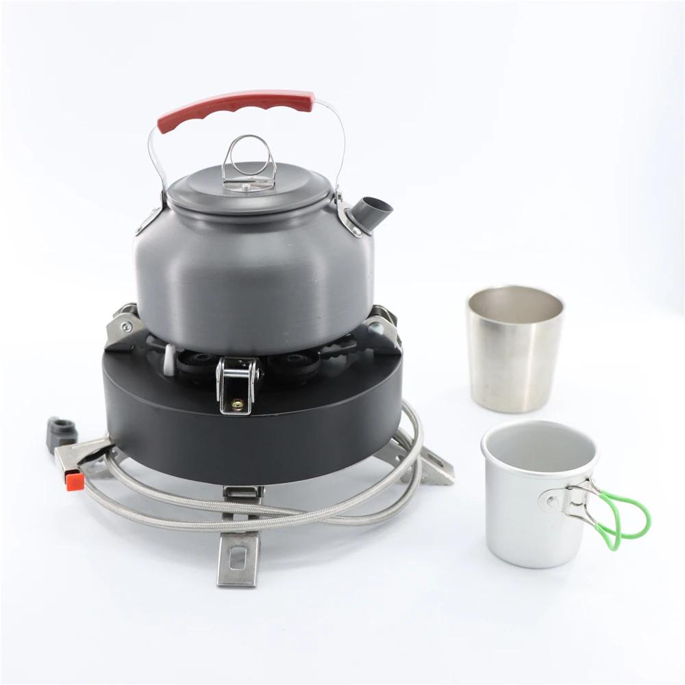 Custom 12800W Outdoor Cooking Gas Stove Portable 5 Burner Butane Furnace Steel Barbecue Cooker Camping Foldable 12800W Cocina