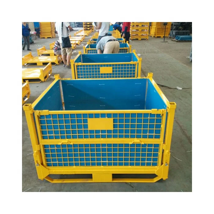 Hot sale Industrial steel metal storage wire box pallet mesh container wire mesh container with pallet Metal Wire Box