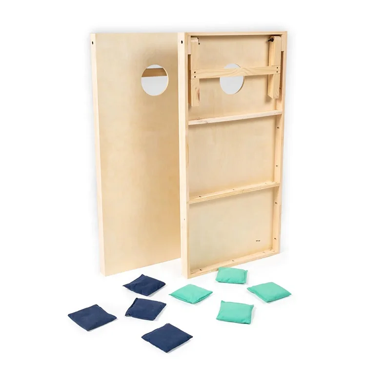 Tailgate Bag Toss Game Set Natural Wooden Cornhole Game Set with 8 Customized Bean Bags and Customized Carry Bag