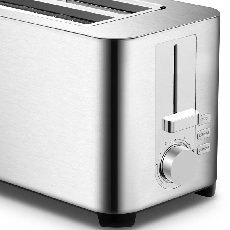 Новинка 2022 года от производителя тостеров с 4 длинными слотами, съемный лоток для крошек, для различных типов хлеба, с остановкой, функцией перегрева, размораживания
