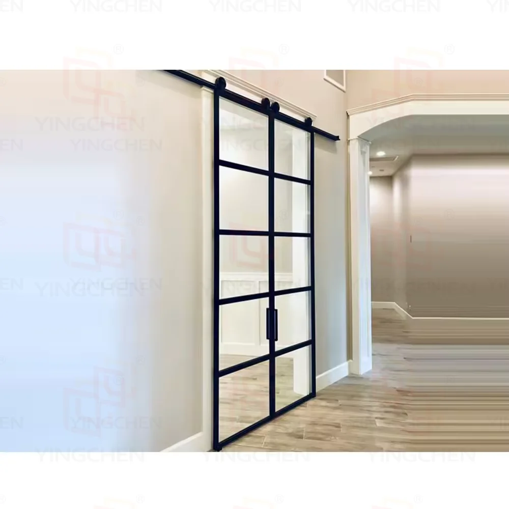 New Modern Design French Saint Martin Single Double Hang Hung Pocket Aluminum Barn Doors For House Study Room