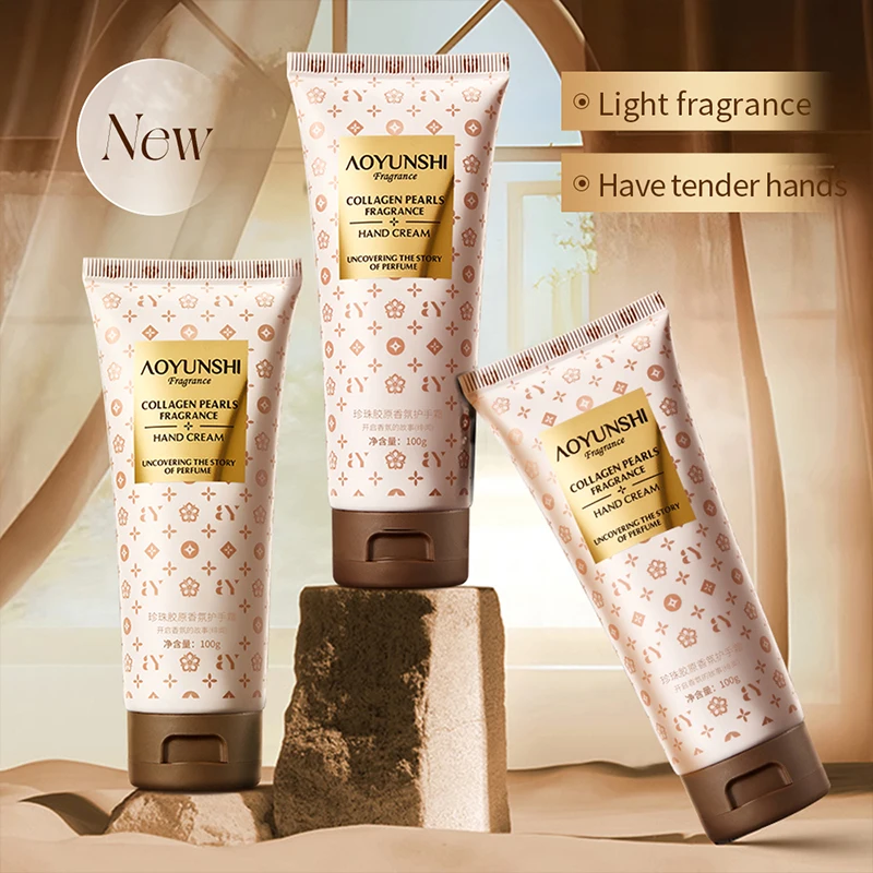 OEM ODM Private Label AOYUNSHI Poetry Pearl Collagen Hand Cream Moisturizing Smoothing Refreshing Fragrance Body Lotion
