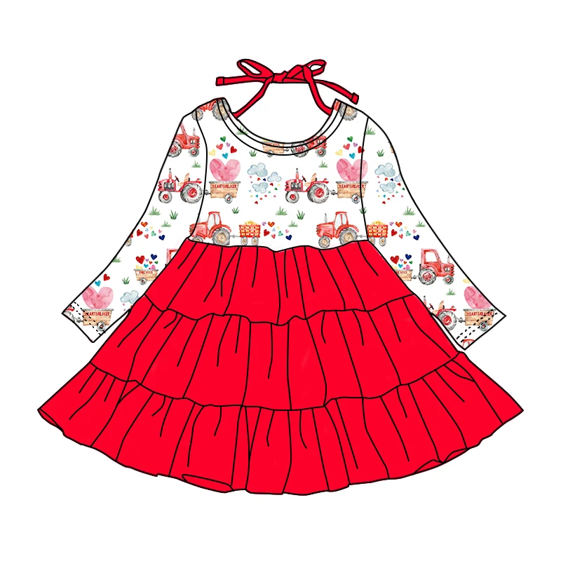 2024 girl dress new frock design kids clothing girl dress long sleeve ruffle baby girls beautiful dress