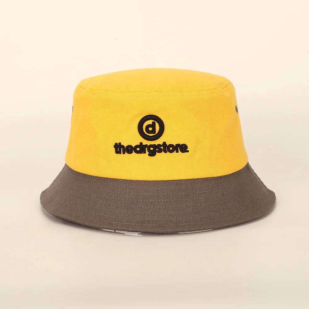 Wholesale Custom Men Women 3D Puff Embroidery Logo Canvas Fisherman Cap,Sun Shade Gorras,Two Tone Color Bucket Hat