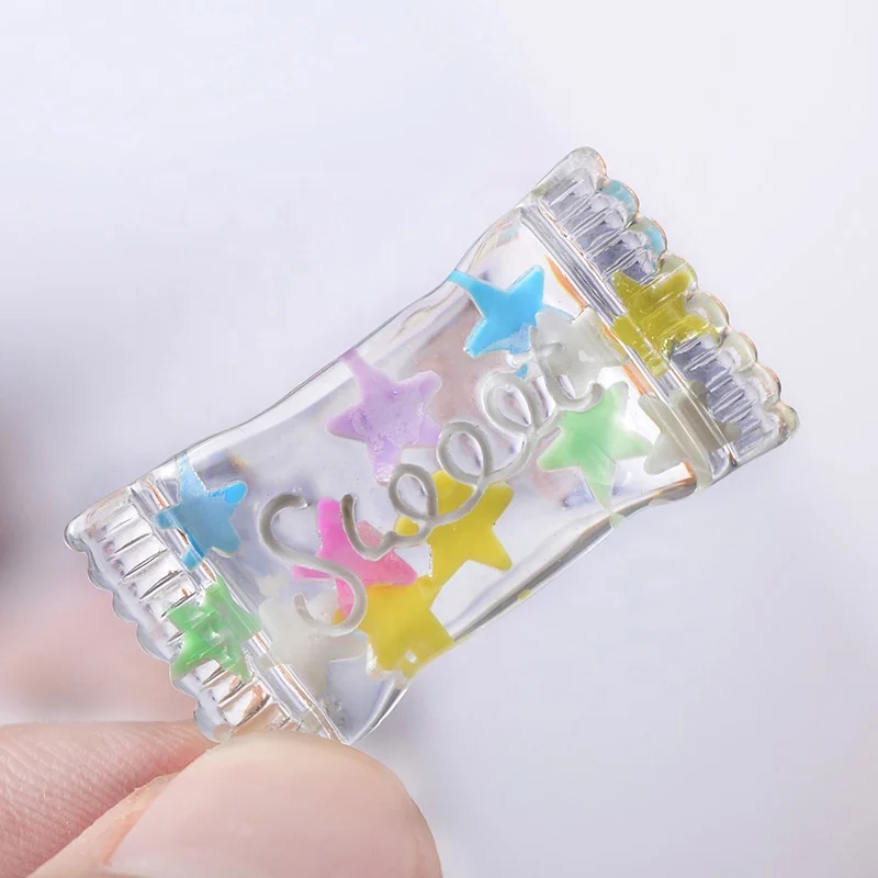 
Cute Resin Transparent Candy Flat Back Cabochon Sweet Sugar Style for DIY Phone Case Ornament Decoration 