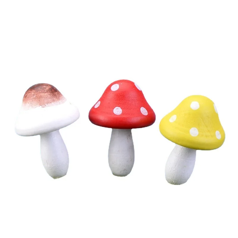 Color Mushrooms Miniature for Fairy Garden Mini Mushroom Figurines Home Accessories Wood Simulated Artificial Mushroom