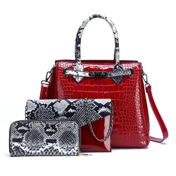 China factory online selling 3 bags in 1 handbag sets women hand bags Crocodile pattern leather bag