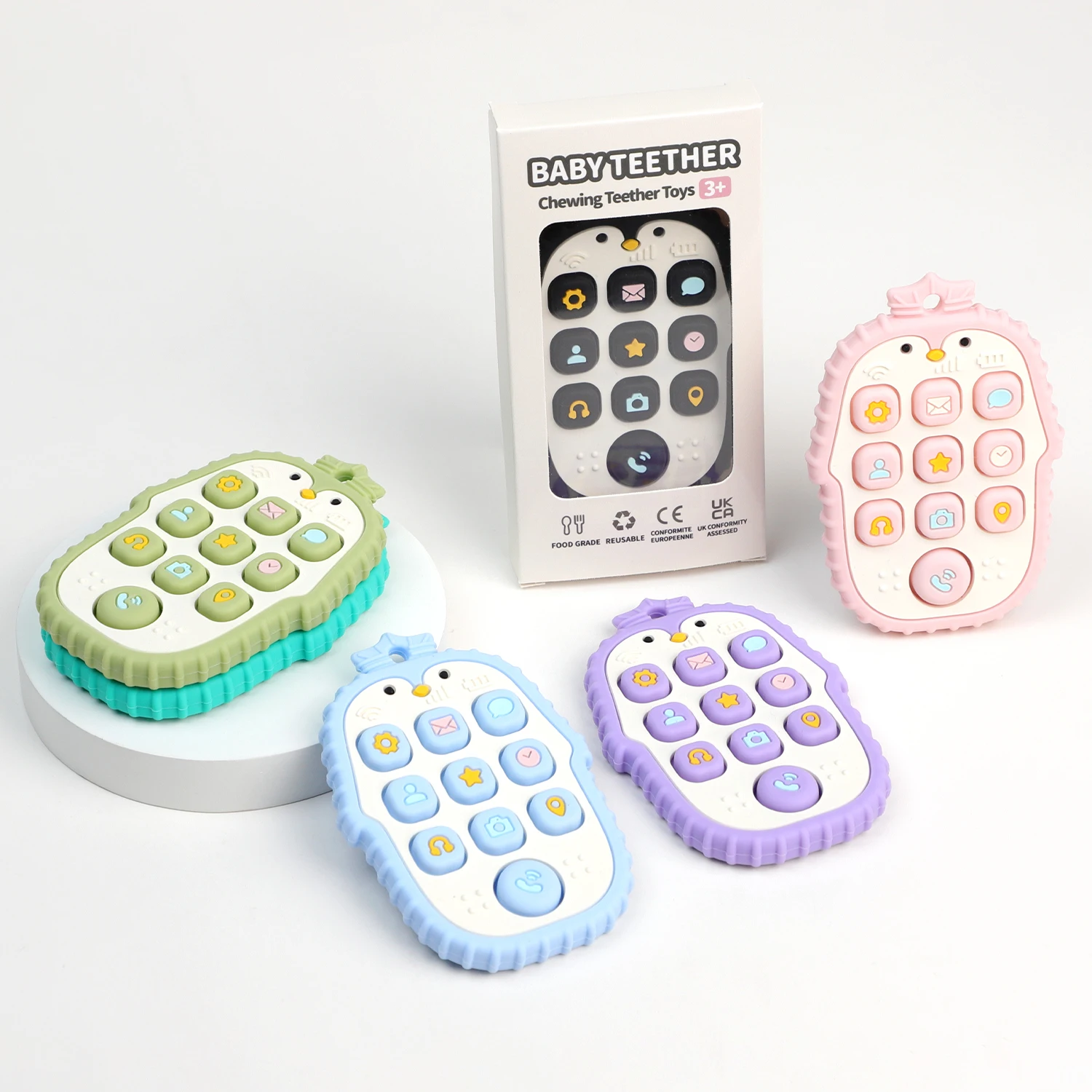 BPA-Free Penguin Teether Remote Control Baby Teething Stick - Soothing Bite Toy for Anti-Sucking and Elimination Special gift