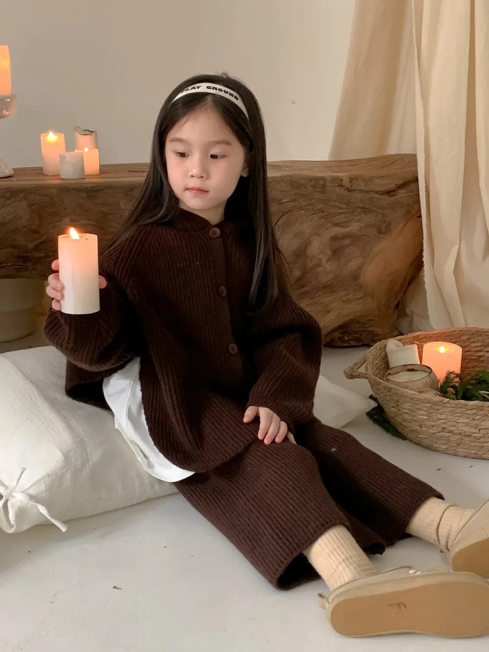 2023 Winter Two Pieces Clothes Girls Kids Knit Sweater Set