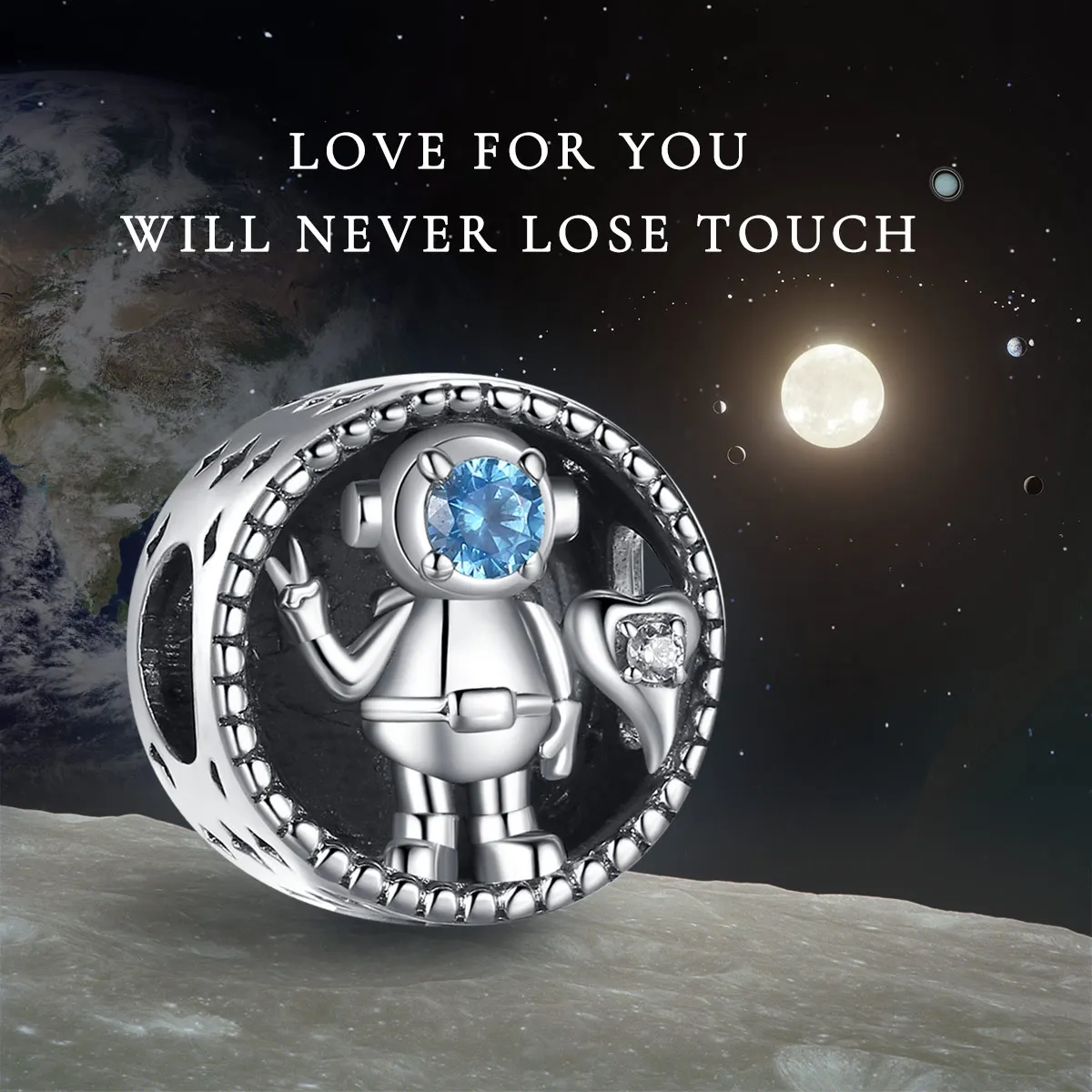 Wholesale custom design 925 sterling silver bulk astronaut beads beaded charm bracelets for women