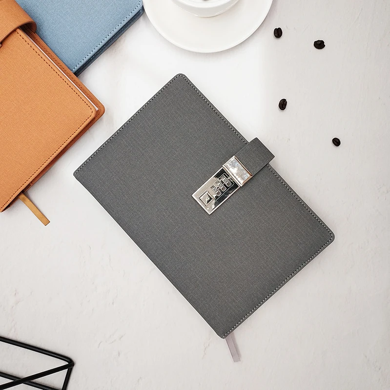 Custom A5 Hardcover Secret Journal Academic Diary Office Executive Notebook With Code Lock