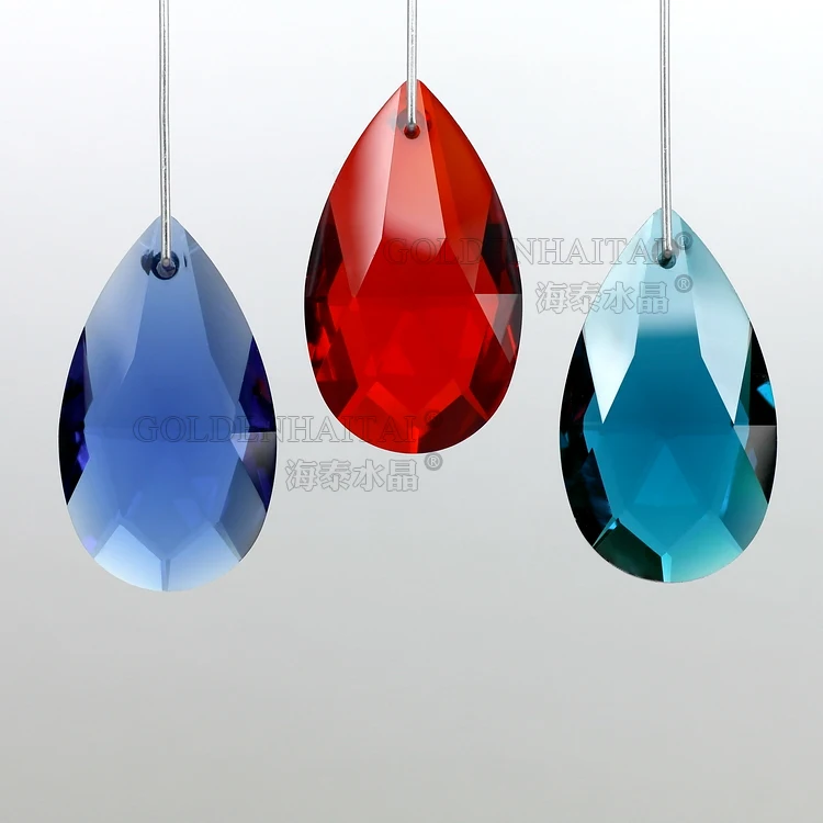
38mm K9 High Quality Original Colorful Crystal Glass Almond Prism Chandelier Lighting Pendant 