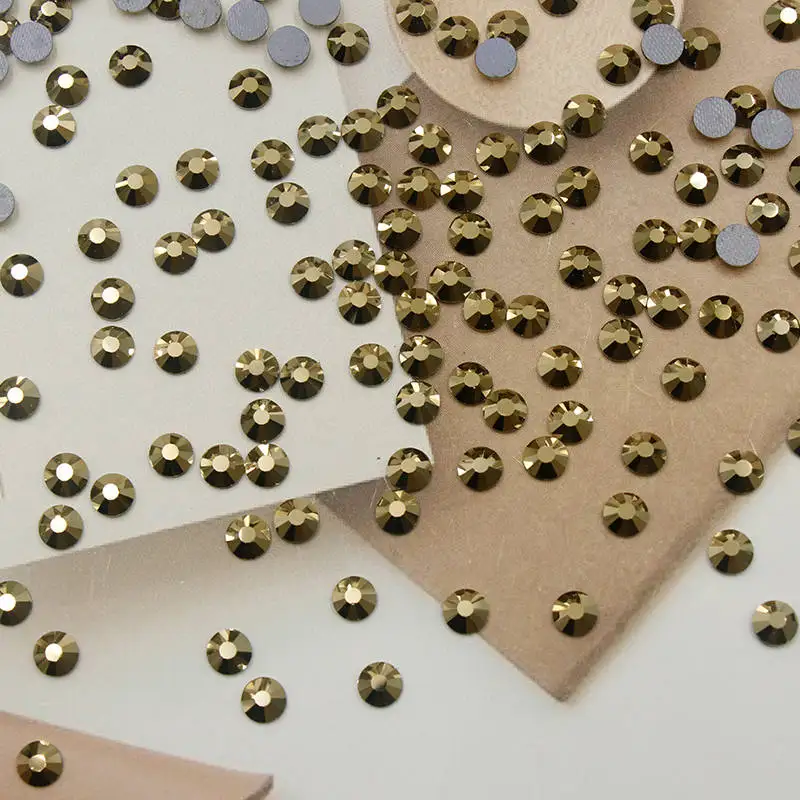 Paso Sico China Factory Gold Hotfix Iron on Flat Back Crystal Rhinestone for Jeans Shoes Evening Bag Garment DIY Design