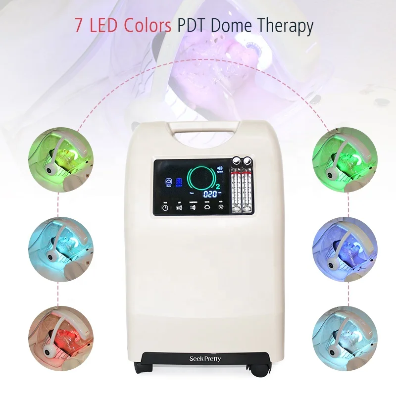 Olive Hyperbaric Oxygen Jet Therapy Facial Machine Maquinas Faciales LED Seven Color Lamp Mask Oxygen Facial Machine