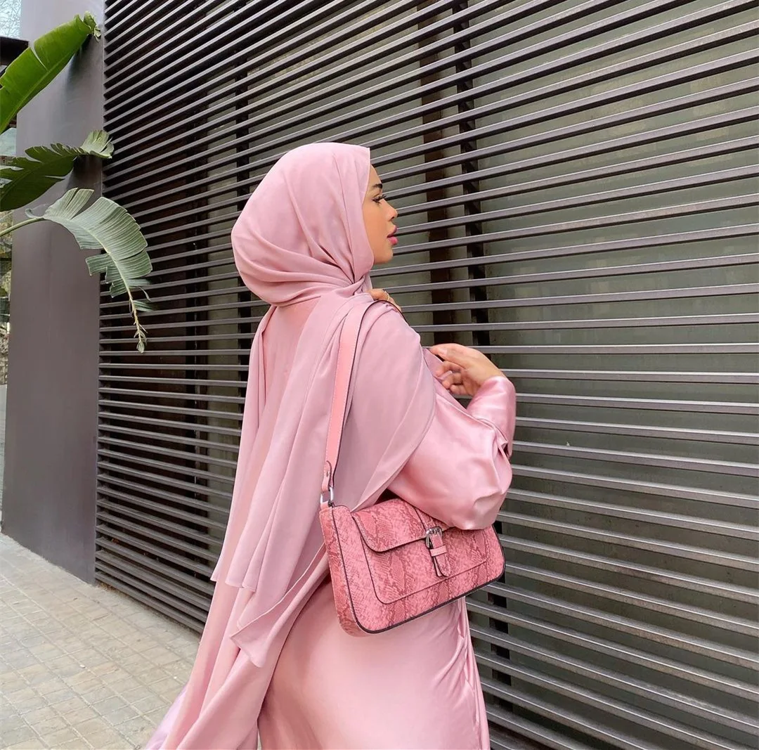2022  Dubai Summer Solid Color Thress Piece Suit Abaya Women Muslim Dress Open Abaya